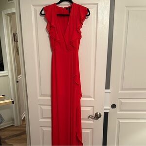 Elegant Red Ruffle Maxi Dress